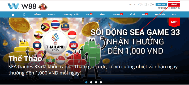 bấm nút đăng ký W88
