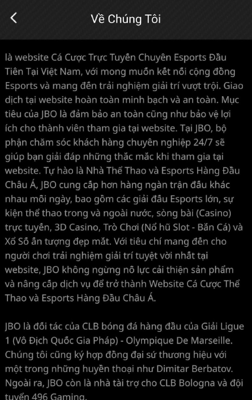 giới thiệu lịch sử JBO