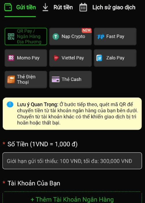 nạp tiền JBO