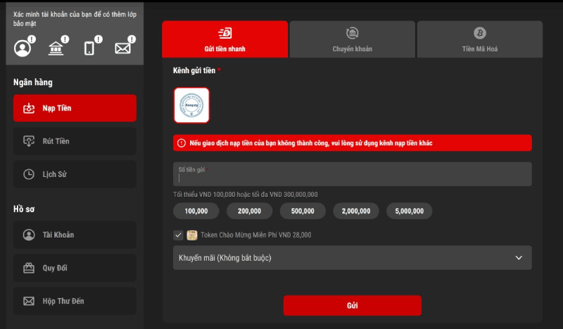 Gửi tiền nhanh 12Play