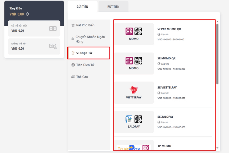 ví điện tử M88