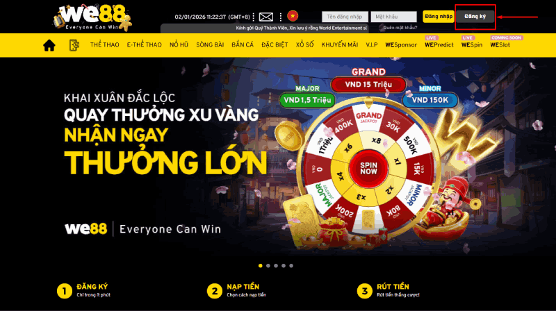 bấm đăng ký WE88