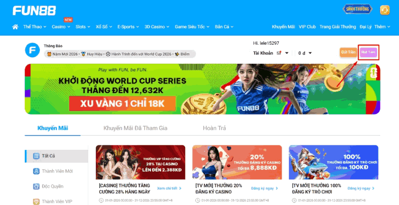 chọn rút tiền Fun88