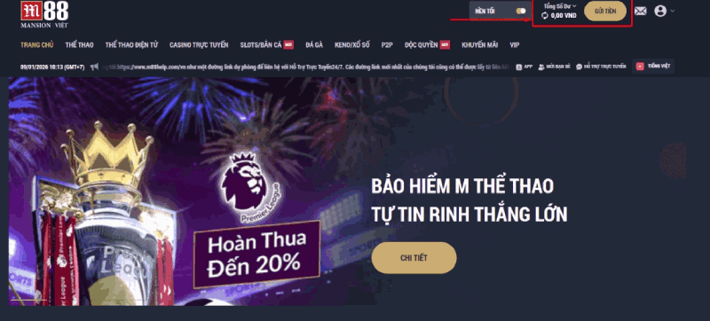 bạn chọn rút tiền M88