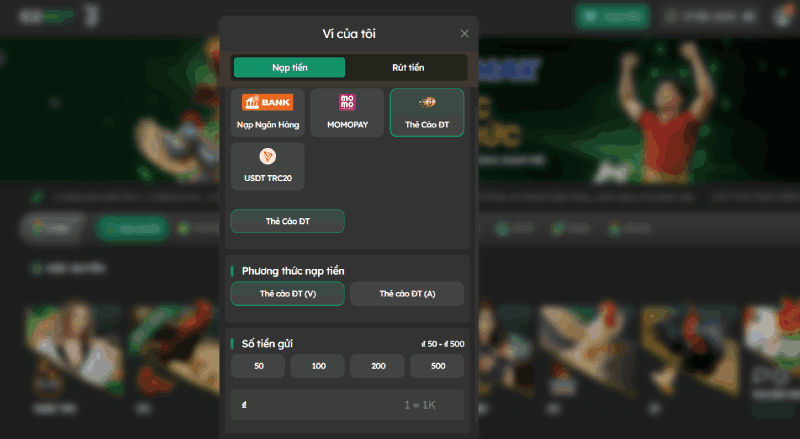 nạp tiền thẻ cào điện thoại tại E2BET