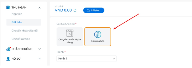 Chọn rút tiền BK8 crypto