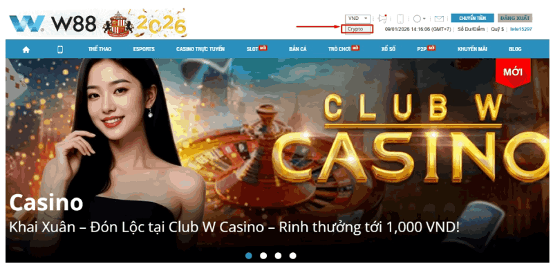 chọn crypto tai trang W88