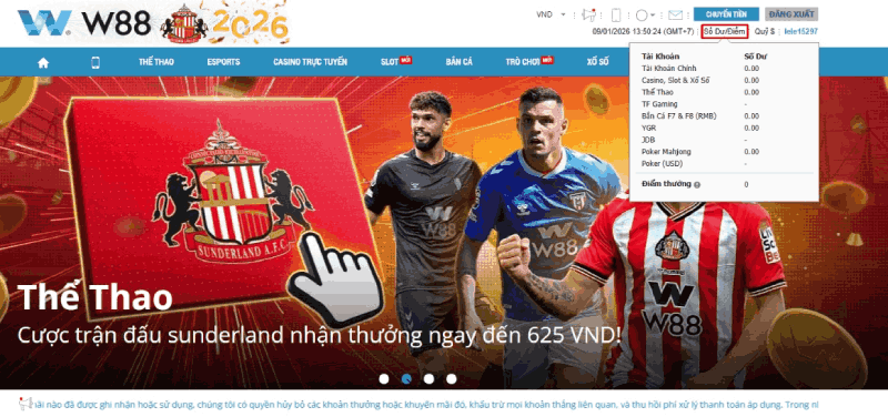 rút tiền W88 bằng VND