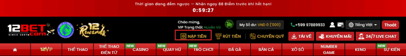 chọn nạp tiền 12BET