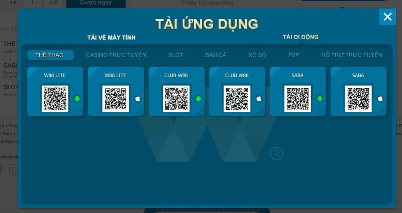 cách tài ứng dụng W88
