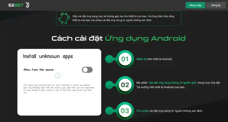 cách cài đặt app e2bet